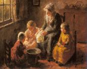 伯纳德博彻斯特 - Mother and Children in an Interior